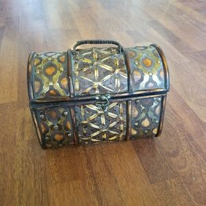 Wood Wicker Latch Basket Box